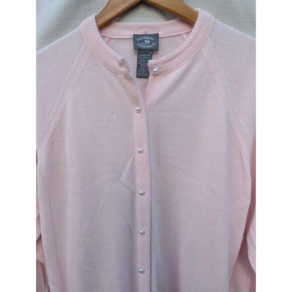 Designers Originals Women's Button Up Cardigan Sz PXL Petal Pink Pearl Button - Picture 3 of 6